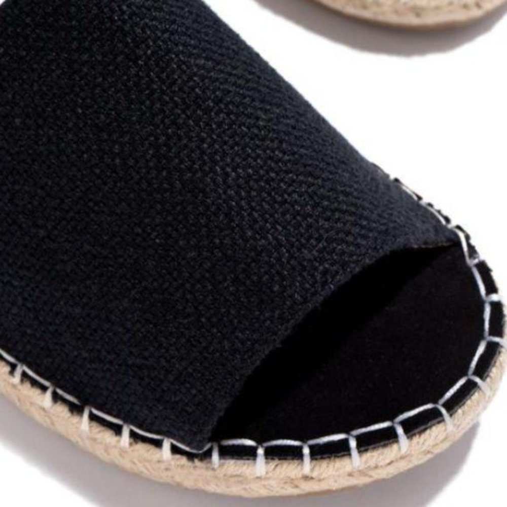 !NEW! Peep Toe Slingback Espadrilles in Black - Picture 3 of 6